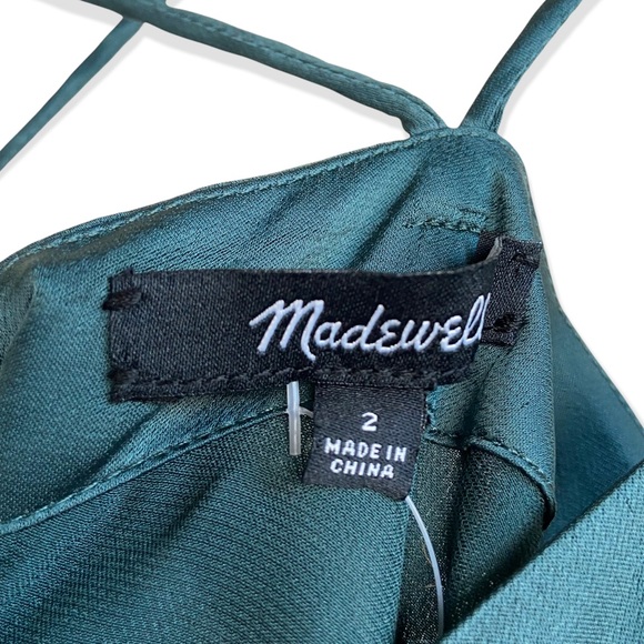 Madewell Green Satin Strappy Cropped Wide Leg Jumpsuit SZ 2 - Picture 12 of 12
